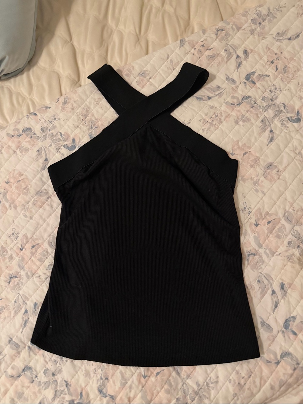 Black Crisscross Halter Women's Tank Top